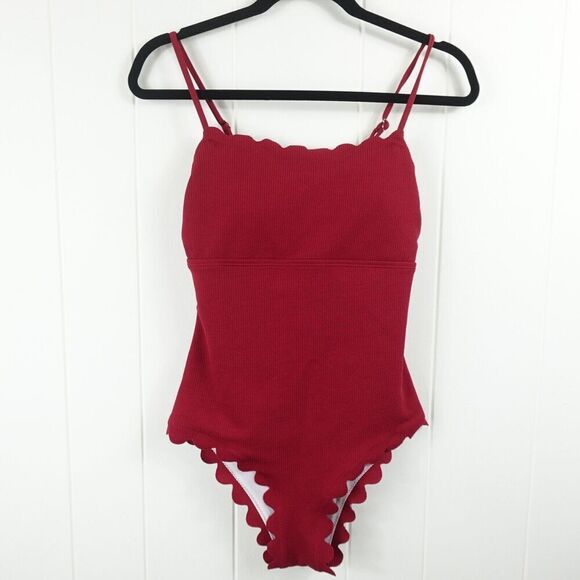 Shein Red Scalaped One Piece Swimsuit Medium - Picture 1 of 10